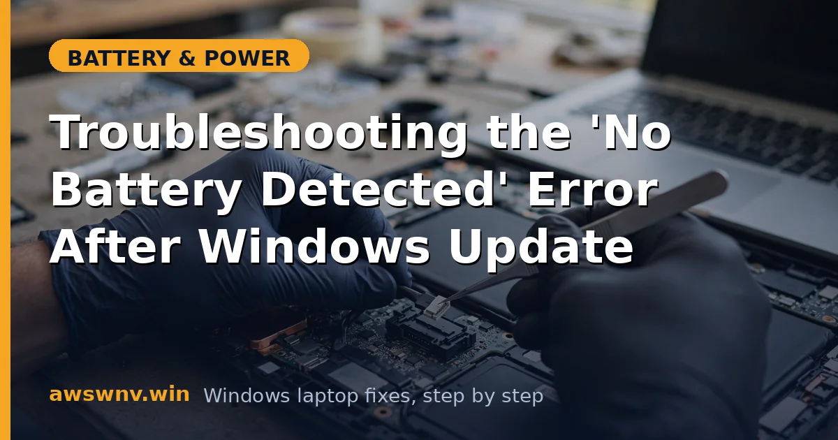 Troubleshooting the 'No Battery Detected' Error After Windows Update