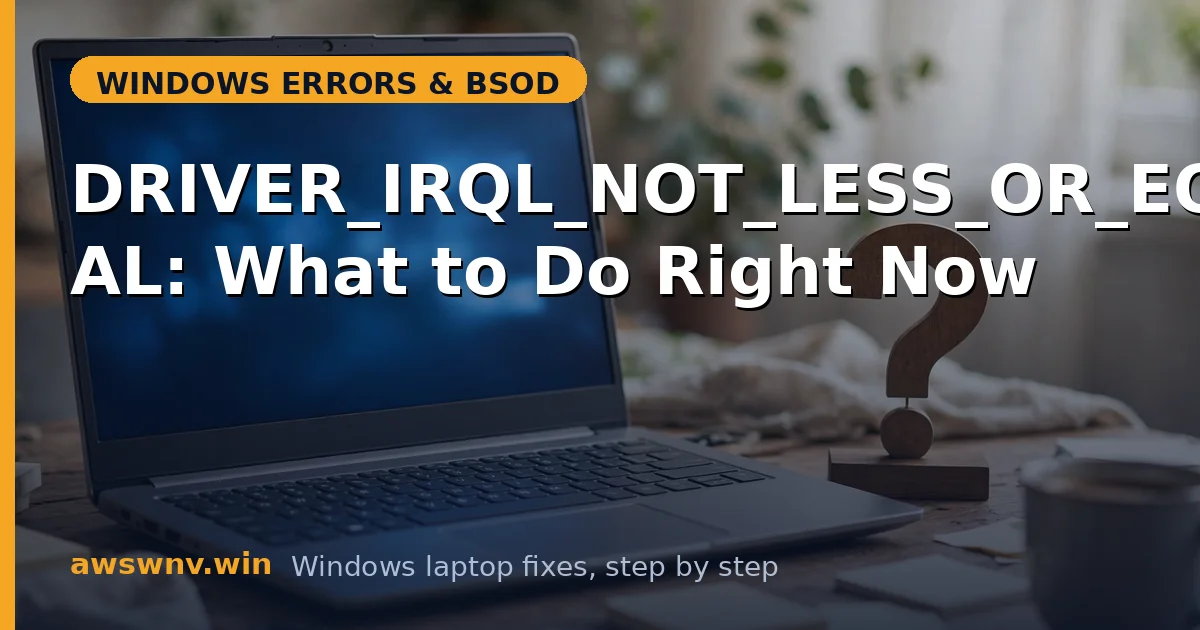 DRIVER_IRQL_NOT_LESS_OR_EQUAL: What to Do Right Now
